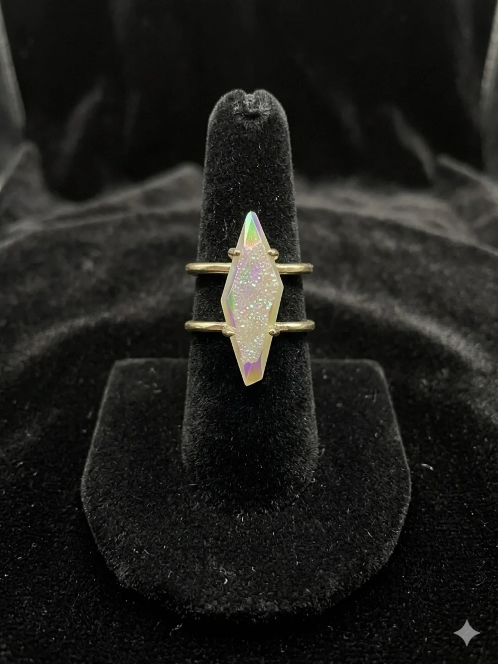 Kendra Scott Iridescent Druzy Double Band Ring - White Iridescent Sz 4.5. 1315